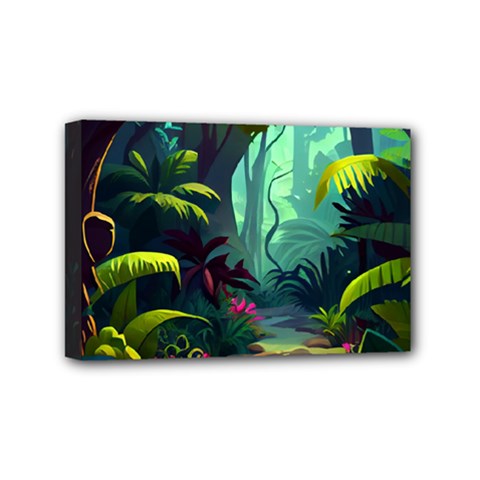 Rainforest Jungle Cartoon Animation Background Mini Canvas 6  X 4  (stretched) by Ndabl3x