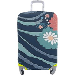 Waves Flowers Pattern Water Floral Minimalist Luggage Cover (large) by Ndabl3x