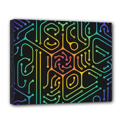 Circuit Hexagonal Geometric Pattern Background Pattern Deluxe Canvas 20  X 16  (stretched) by Ndabl3x