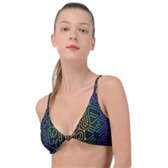 Circuit Hexagonal Geometric Pattern Background Pattern Knot Up Bikini Top by Ndabl3x