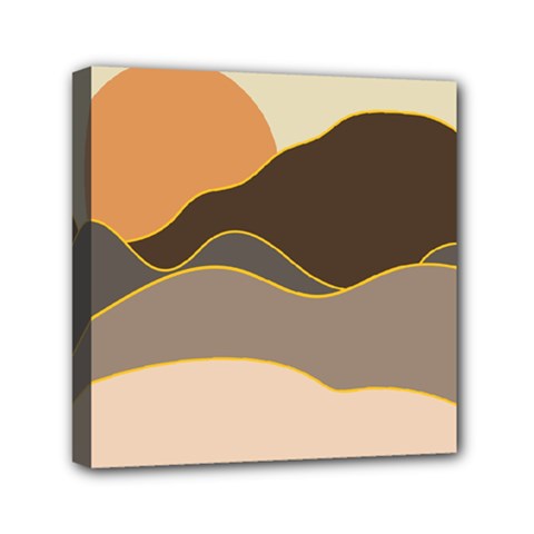 Boho Bohemian Hills Nature Drawing Mini Canvas 6  X 6  (stretched) by Ndabl3x