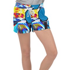 Stop Retro Abstract Stop Sign Blur Women s Velour Lounge Shorts by Ndabl3x