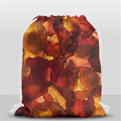 Leaves Fall Autumn Season Orange Drawstring Bag (small) by Ndabl3x