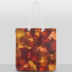 Leaves Fall Autumn Season Orange Full Print Rope Handle Tote (large) by Ndabl3x