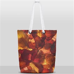 Leaves Fall Autumn Season Orange Full Print Rope Handle Tote (small) by Ndabl3x