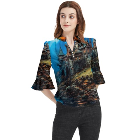 Castle Fantasy Loose Horn Sleeve Chiffon Blouse by Ndabl3x