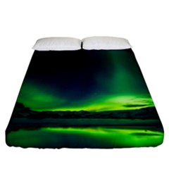 Iceland Aurora Borealis Fitted Sheet (california King Size) by Cowasu