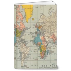 Vintage World Map 8  X 10  Softcover Notebook by Cowasu
