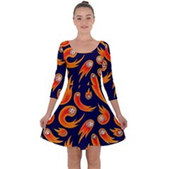 Space Patterns Pattern Quarter Sleeve Skater Dress by Amaryn4rt