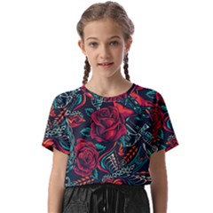 Vintage Flash Tattoos Designs Seamless Pattern Kids  Basic Tee by Amaryn4rt