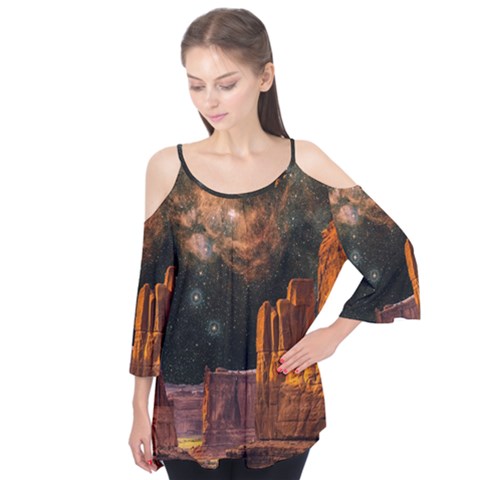 Geology Sand Stone Canyon Flutter Sleeve Tee  by Simbadda