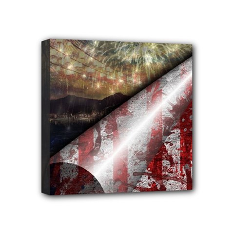 Independence Day Background Abstract Grunge American Flag Mini Canvas 4  X 4  (stretched) by Ravend
