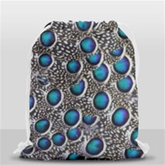 Peacock Pattern Close Up Plumage Drawstring Bag (small) by Celenk