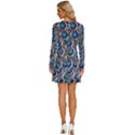 Peacock Pattern Close Up Plumage Long Sleeve Deep V Mini Dress  View4