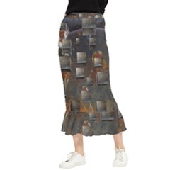 Background Metal Pattern Texture Maxi Fishtail Chiffon Skirt by Celenk