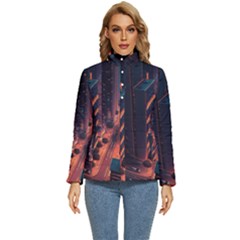 Abstract Landscape Landmark Town City Cityscape Women s Puffer Bubble Jacket Coat by Vaneshop