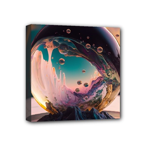 Crystal Ball Glass Sphere Lens Ball Mini Canvas 4  X 4  (stretched) by Vaneshop