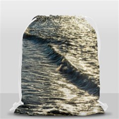Wave Water Surface Sea Ocean Liquid Drawstring Bag (small) by Vaneshop