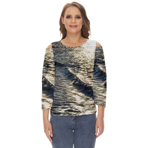 Wave Water Surface Sea Ocean Liquid Cut Out Wide Sleeve Top by Vaneshop