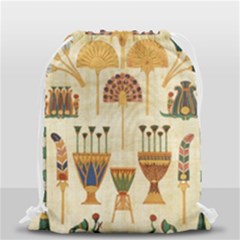 Egyptian Paper Papyrus Hieroglyphs Drawstring Bag (small) by Vaneshop