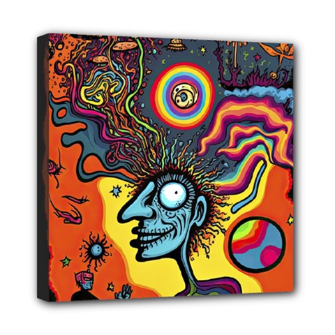 Hippie Rainbow Psychedelic Colorful Mini Canvas 8  X 8  (stretched) by uniart180623
