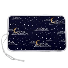 Hand-drawn-scratch-style-night-sky-with-moon-cloud-space-among-stars-seamless-pattern-vector-design- Pen Storage Case (l) by uniart180623