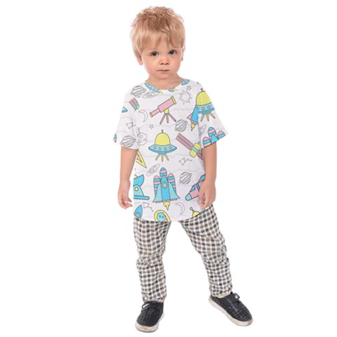 Cute-seamless-pattern-with-space Kids  Raglan Tee by uniart180623