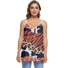 Mixed-animal-skin-print-safari-textures-mix-leopard-zebra-tiger-skins-patterns-luxury-animals-textur Casual Spaghetti Strap Chiffon Top by uniart180623