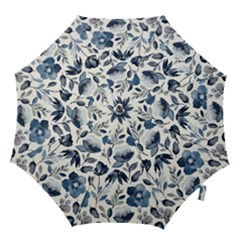 Indigo-watercolor-floral-seamless-pattern Hook Handle Umbrellas (large) by uniart180623