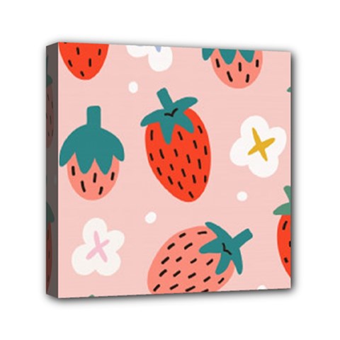 Strawberry-seamless-pattern Mini Canvas 6  X 6  (stretched) by uniart180623