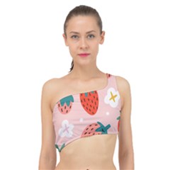 Strawberry-seamless-pattern Spliced Up Bikini Top  by uniart180623