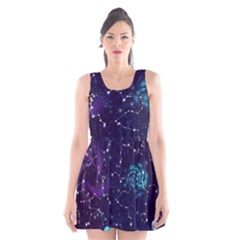 Realistic-night-sky-poster-with-constellations Scoop Neck Skater Dress by uniart180623