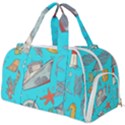 Colored-sketched-sea-elements-pattern-background-sea-life-animals-illustration Burner Gym Duffel Bag View1