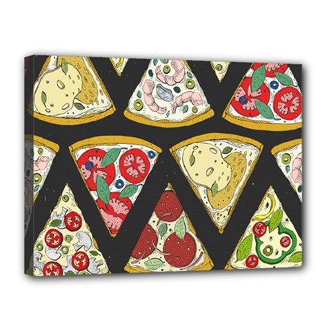 Vector-seamless-pattern-with-italian-pizza-top-view Canvas 16  X 12  (stretched) by uniart180623