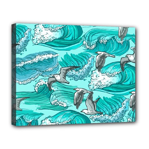 Sea-waves-seamless-pattern Canvas 14  X 11  (stretched) by uniart180623