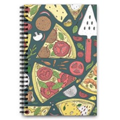 Vector-seamless-pizza-slice-pattern-hand-drawn-pizza-illustration-great-pizzeria-menu-background 5 5  X 8 5  Notebook by uniart180623