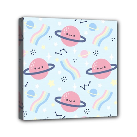 Cute-planet-space-seamless-pattern-background Mini Canvas 6  X 6  (stretched) by uniart180623
