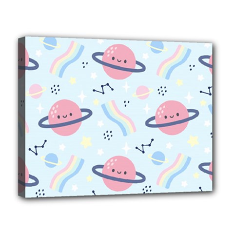 Cute-planet-space-seamless-pattern-background Canvas 14  X 11  (stretched) by uniart180623