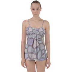 Cartoon-colored-stone-seamless-background-texture-pattern Babydoll Tankini Set by uniart180623