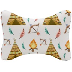 Cute-cartoon-native-american-seamless-pattern Seat Head Rest Cushion by uniart180623