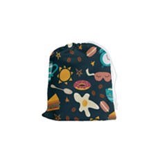 Seamless-pattern-with-breakfast-symbols-morning-coffee Drawstring Pouch (small) by uniart180623