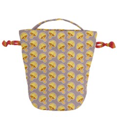 Yellow-mushroom-pattern Drawstring Bucket Bag by uniart180623
