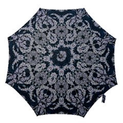 Cobalt Grey Arabesque Hook Handle Umbrellas (medium) by kaleidomarblingart