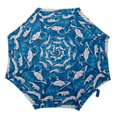 Storm-waves-seamless-pattern-raging-ocean-water-sea-wave-vintage-japanese-storms-print-illustration- Hook Handle Umbrellas (small) by uniart180623