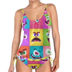 Monsters-emotions-scary-faces-masks-with-mouth-eyes-aliens-monsters-emoticon-set Tankini Set by uniart180623