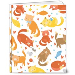 Seamless Pattern With Kittens White Background 8  X 10  Softcover Notebook by uniart180623