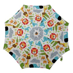 Seamless-pattern-vector-with-animals-cartoon Hook Handle Umbrellas (small) by uniart180623