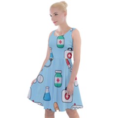 Medical-seamless-pattern Knee Length Skater Dress by uniart180623