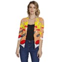 Seamless-pattern-cartoon-with-transportation-vehicles Women s Draped Front 3/4 Sleeve Shawl Collar Jacket View1