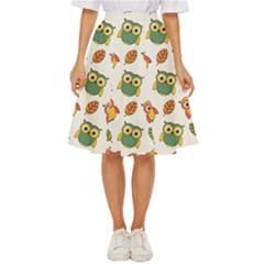 Background-with-owls-leaves-pattern Classic Short Skirt by uniart180623